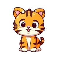 Tiger Natural with a Kawaii face cute cartoon, Ai generate png