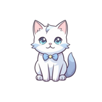 chat Naturel avec une kawaii visage mignonne dessin animé, ai produire png