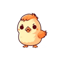 Chicken Natural with a Kawaii face cute cartoon, Ai generate png