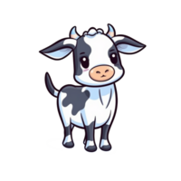 Cow Natural with a Kawaii face cute cartoon, Ai generate png