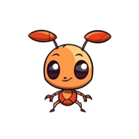 Ant Natural with a Kawaii face cute cartoon, Ai generate png