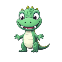 Crocodile Natural with a Kawaii face cute cartoon, Ai generate png
