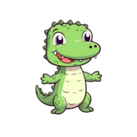 crocodilo natural com uma kawaii face fofa desenho animado, ai gerar png