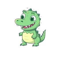 Crocodile Natural with a Kawaii face cute cartoon, Ai generate png