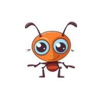 Ant Natural with a Kawaii face cute cartoon, Ai generate png