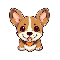 Dog Natural with a Kawaii face cute cartoon, Ai generate png