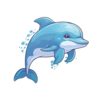 Dolphin Natural with a Kawaii face cute cartoon, Ai generate png