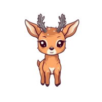 Deer Natural with a Kawaii face cute cartoon, Ai generate png