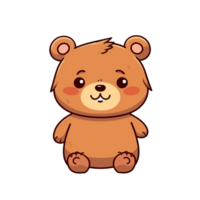 Bear Natural with a Kawaii face cute cartoon, Ai generate png