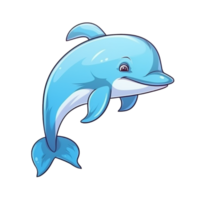 Dolphin Natural with a Kawaii face cute cartoon, Ai generate png