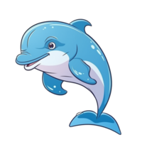 Dolphin Natural with a Kawaii face cute cartoon, Ai generate png
