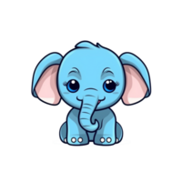 Elephant Natural with a Kawaii face cute cartoon, Ai generate png