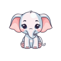 Elephant Natural with a Kawaii face cute cartoon, Ai generate png