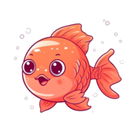 poisson Naturel avec une kawaii visage mignonne dessin animé, ai produire png