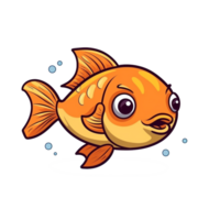 Fish Natural with a Kawaii face cute cartoon, Ai generate png