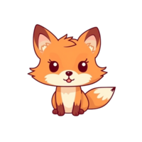 Fox Natural with a Kawaii face cute cartoon, Ai generate png