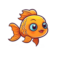 poisson Naturel avec une kawaii visage mignonne dessin animé, ai produire png