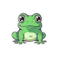 grenouille Naturel avec une kawaii visage mignonne dessin animé, ai produire png