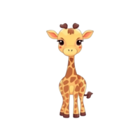 jirafa natural con un kawaii cara linda dibujos animados, ai generar png
