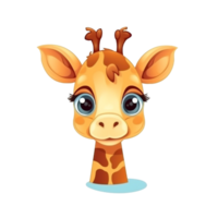 Giraffe Natural with a Kawaii face cute cartoon, Ai generate png