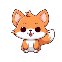 Fox Natural with a Kawaii face cute cartoon, Ai generate png