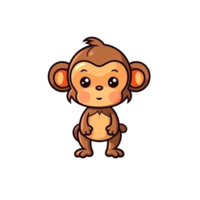 singe Naturel avec une kawaii visage mignonne dessin animé, ai produire png
