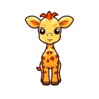 Giraffe Natural with a Kawaii face cute cartoon, Ai generate png
