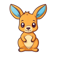 Kangaroo Natural with a Kawaii face cute cartoon, Ai generate png