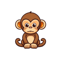 Monkey Natural with a Kawaii face cute cartoon, Ai generate png