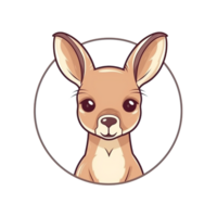 Kangaroo Natural with a Kawaii face cute cartoon, Ai generate png