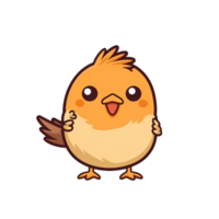 Bird Natural with a Kawaii face cute cartoon, Ai generate png