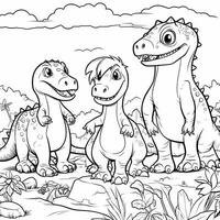 ilustración contorno dibujo blanco antecedentes dibujos animados linda dinosaurio a colorante, personaje juegos aplicación móvil, generativo ai foto