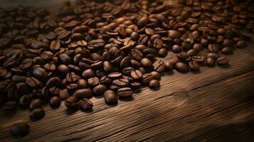 coffee beans on wooden table photo