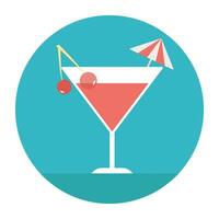 Mixed alcoholic drink, cocktail drink glass vector