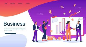 Partnerships, business deals and project financing concept for website banner. Handshake of business people and conclusion of agreement scene for landing page or web app, flat vector illustration.