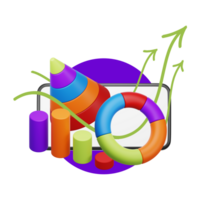 3D Chart with Business-related 3d elements. png
