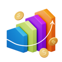3D Chart with Business-related 3d elements. png