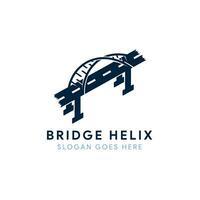 road bridge dna helix logo design template with blue color. isolated on white background vector