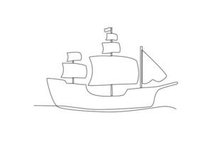 Side view of the ship sailing on the ocean vector