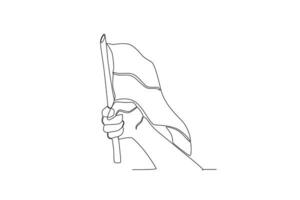 A hand raised the flag vector