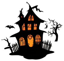 Silhouette von gruselig Haus Halloween Aufkleber Design png