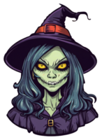 Creepy Witch Halloween Sticker Design png