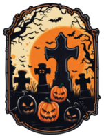 Creepy Graveyard Halloween Sticker Design png