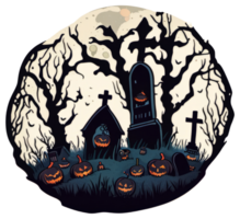 Creepy Graveyard Halloween Sticker Design png