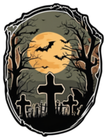 Creepy Graveyard Halloween Sticker Design png