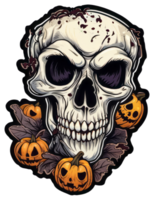 kuslig skalle halloween klistermärke design png