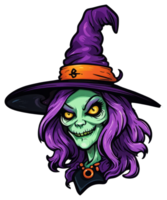 Creepy Witch Halloween Sticker Design png