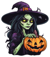 Creepy Witch Halloween Sticker Design png
