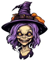 Creepy Witch Halloween Sticker Design png