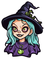 Creepy Witch Halloween Sticker Design png